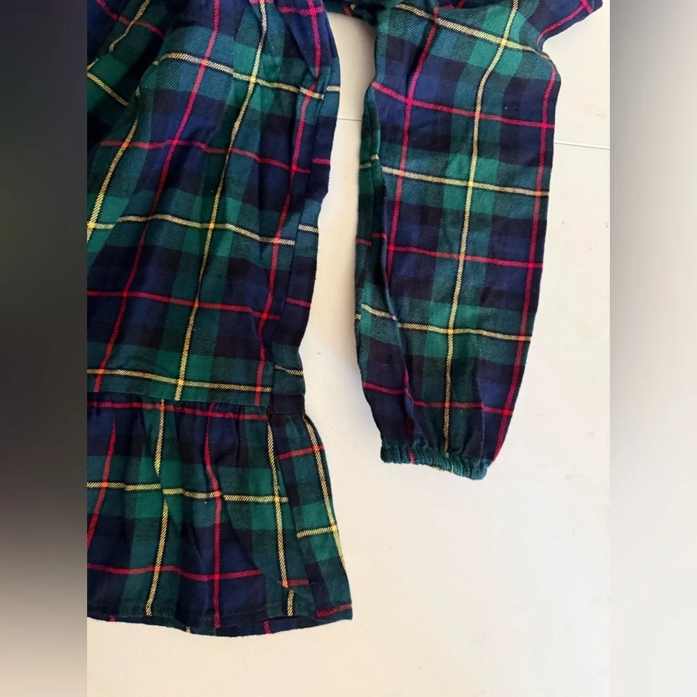 The Children’s Place Girls Matching Family Plaid Flannel Tiered Dress - Green